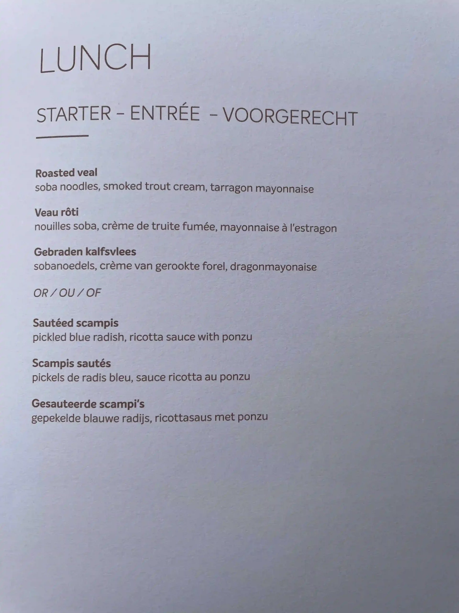 a menu of a restaurant