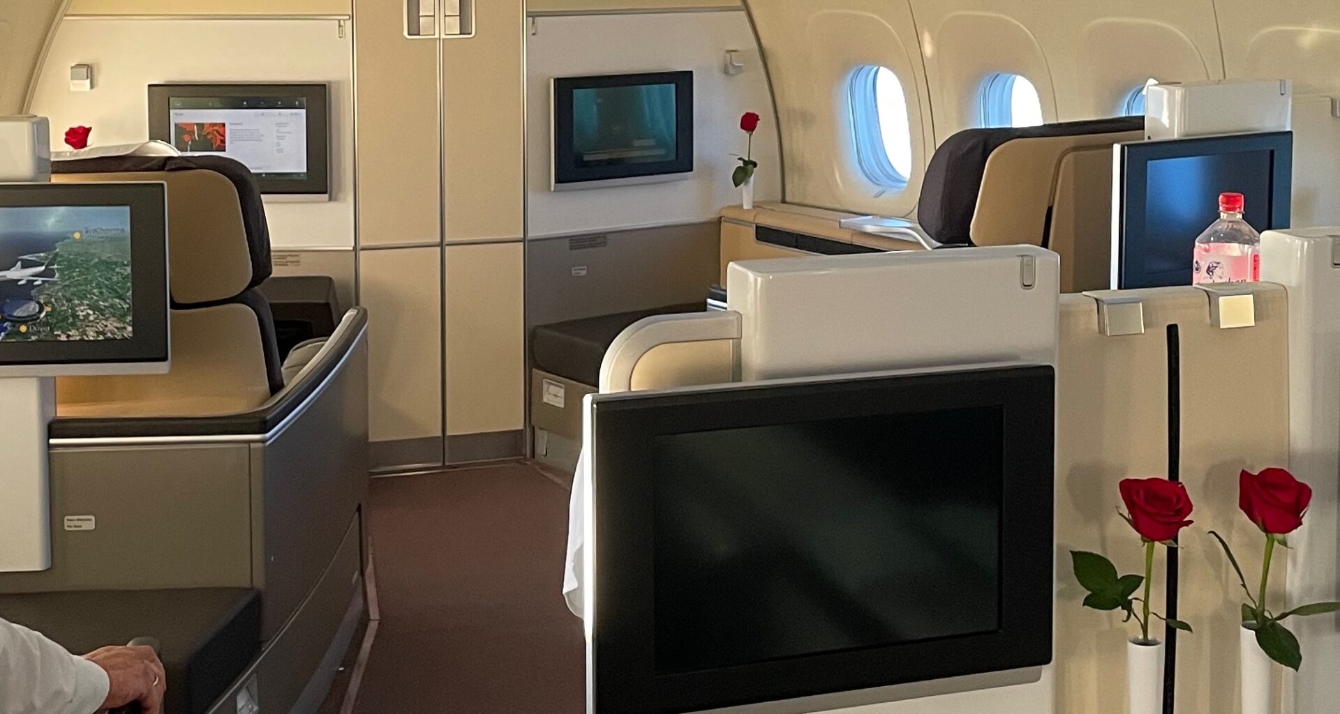 a tv in an airplane