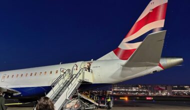 a plane with a staircase