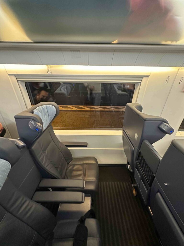a passenger seat on a train