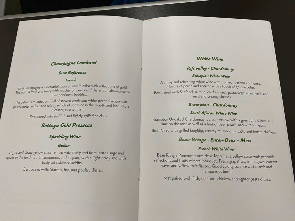 a menu in a book