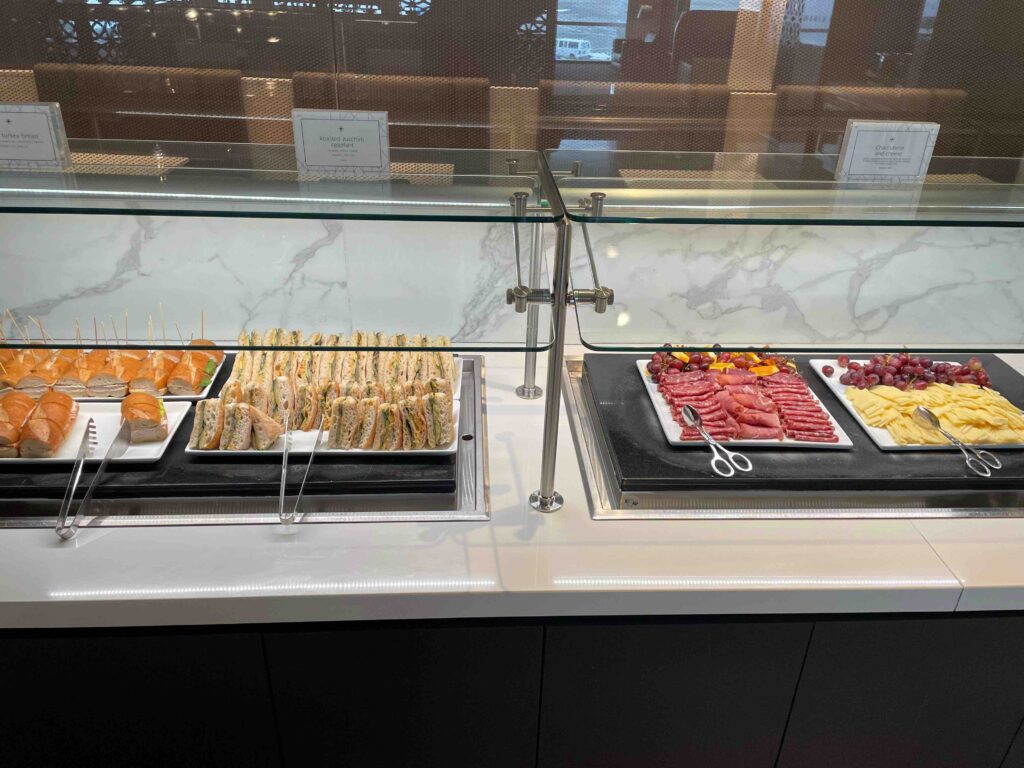 a buffet with different types of food