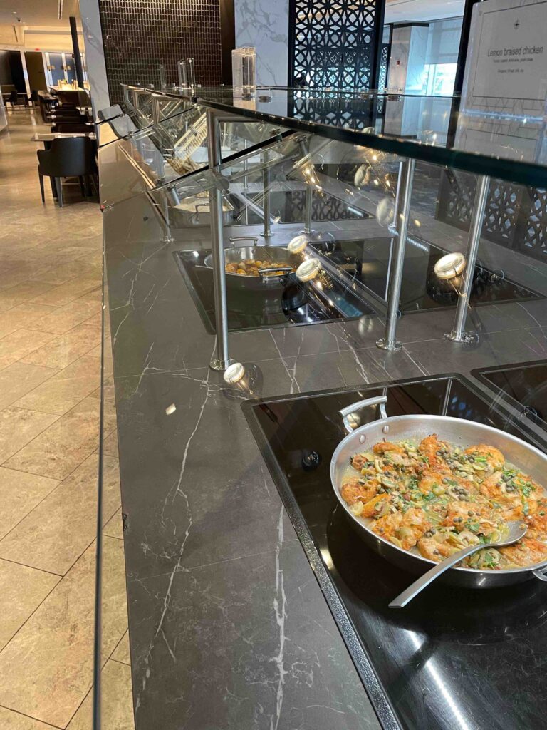 a pans of food on a counter