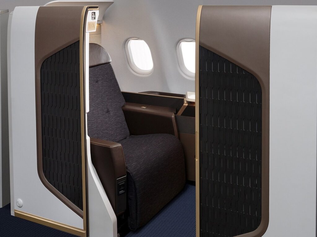 an airplane with a seat open
