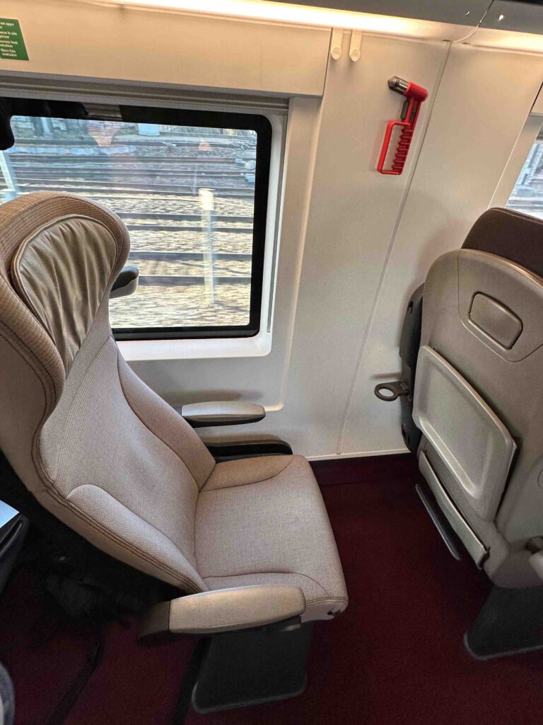 a seat in a train