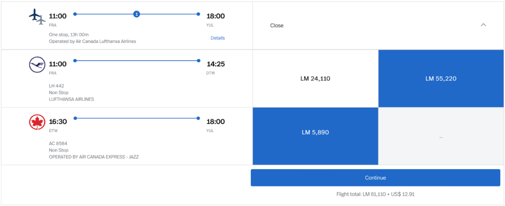 a screenshot of a flight schedule