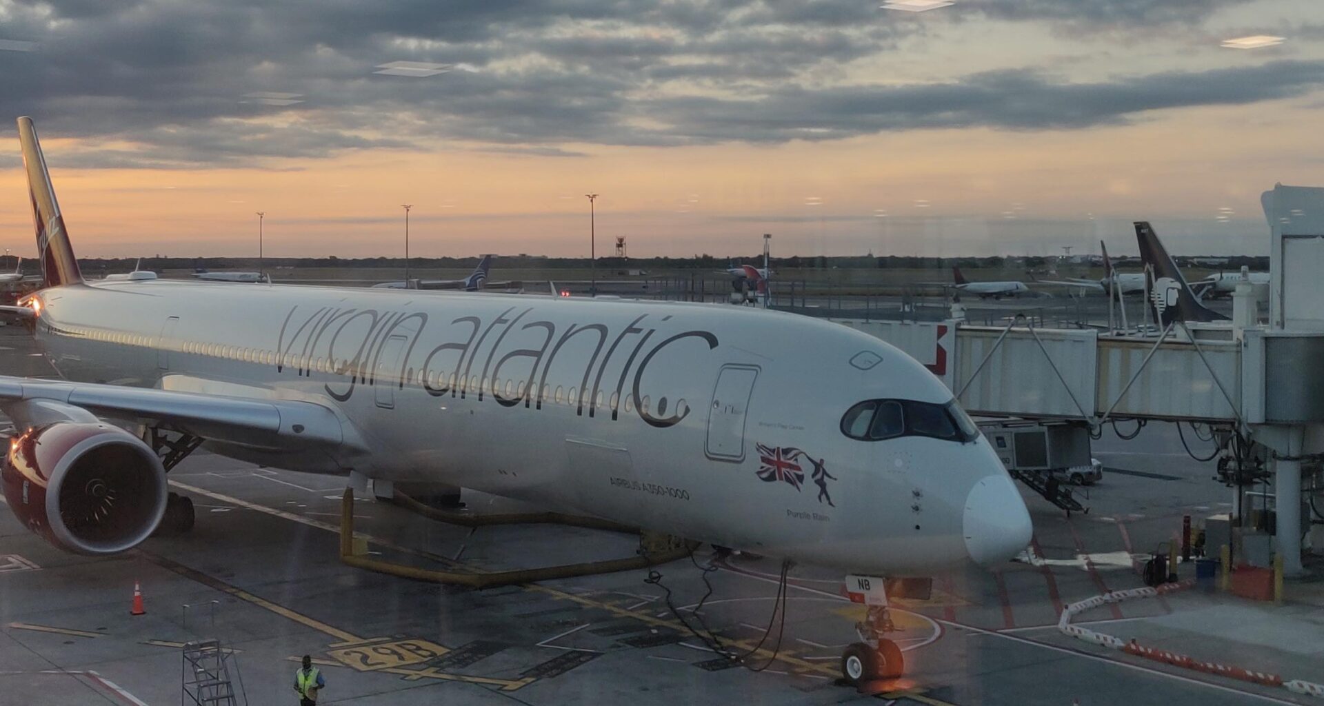 a large white airplane on a runway