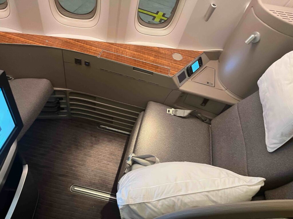 a seat in an airplane