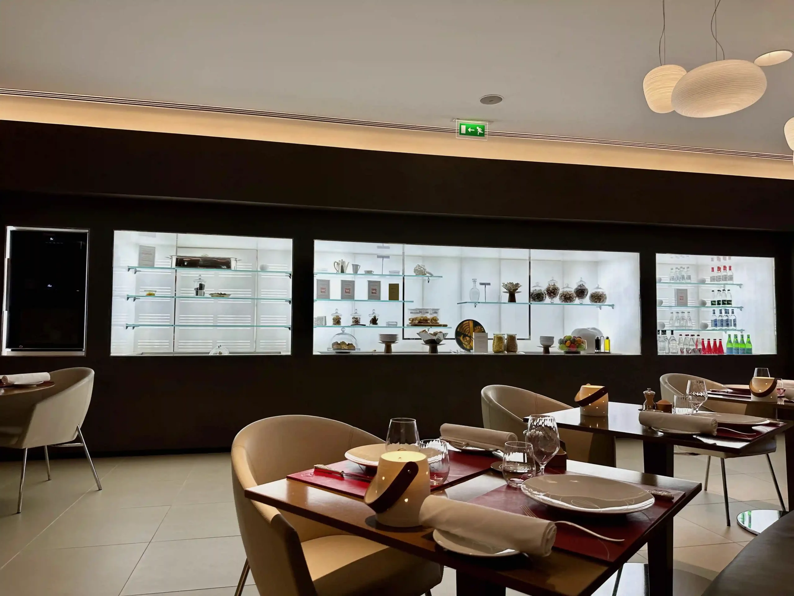 a restaurant with a table set for dinner