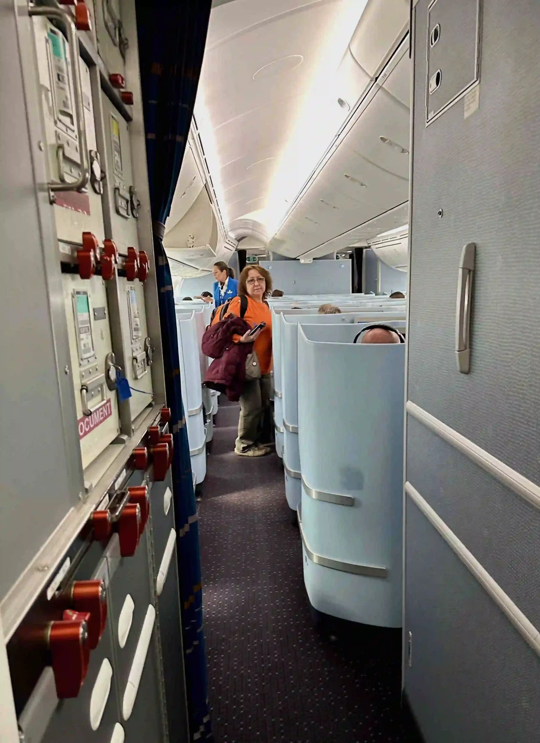 a person standing in a plane