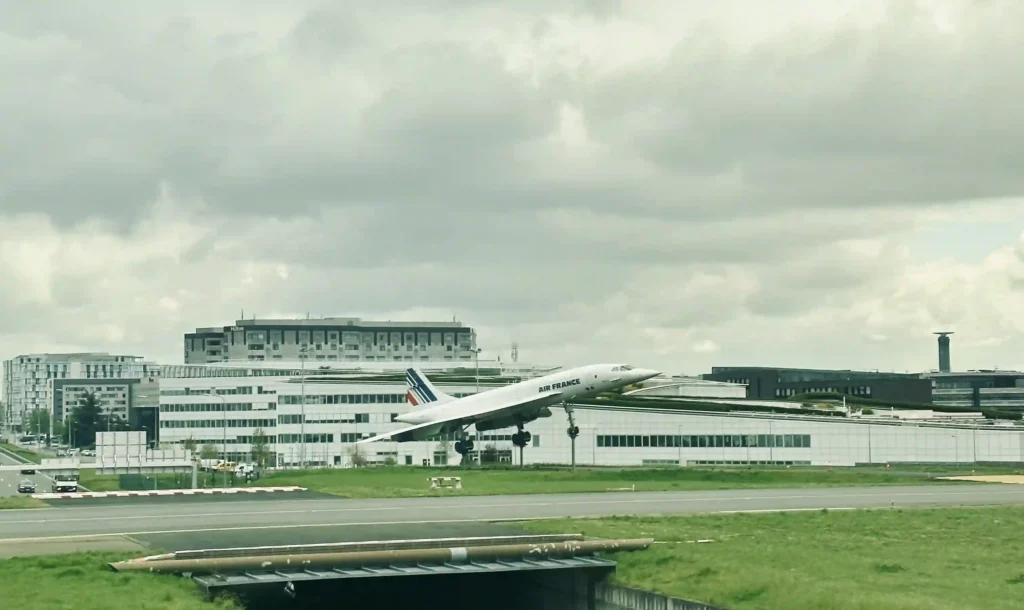 a plane taking off from a runway