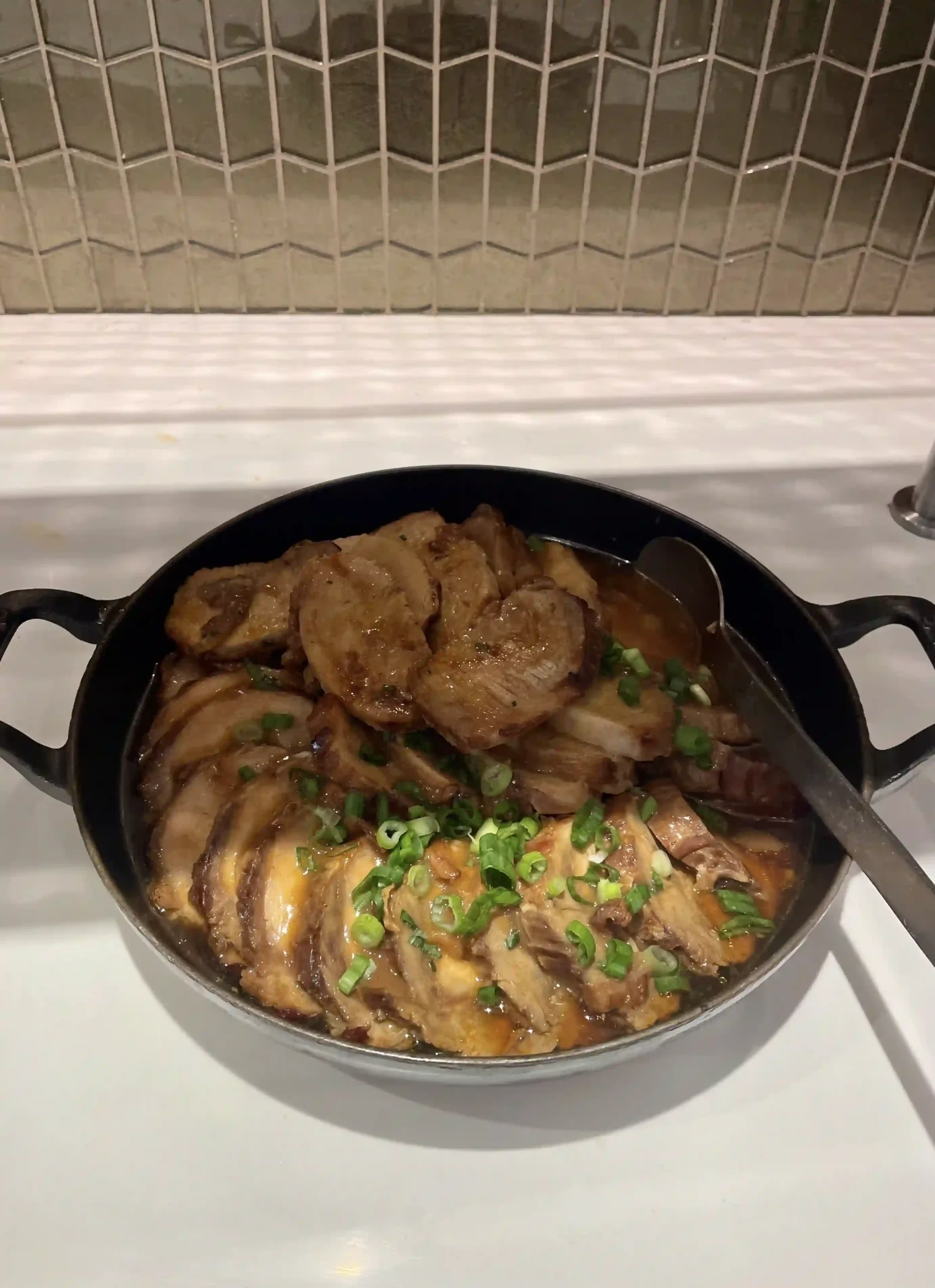 a pan of food on a stove