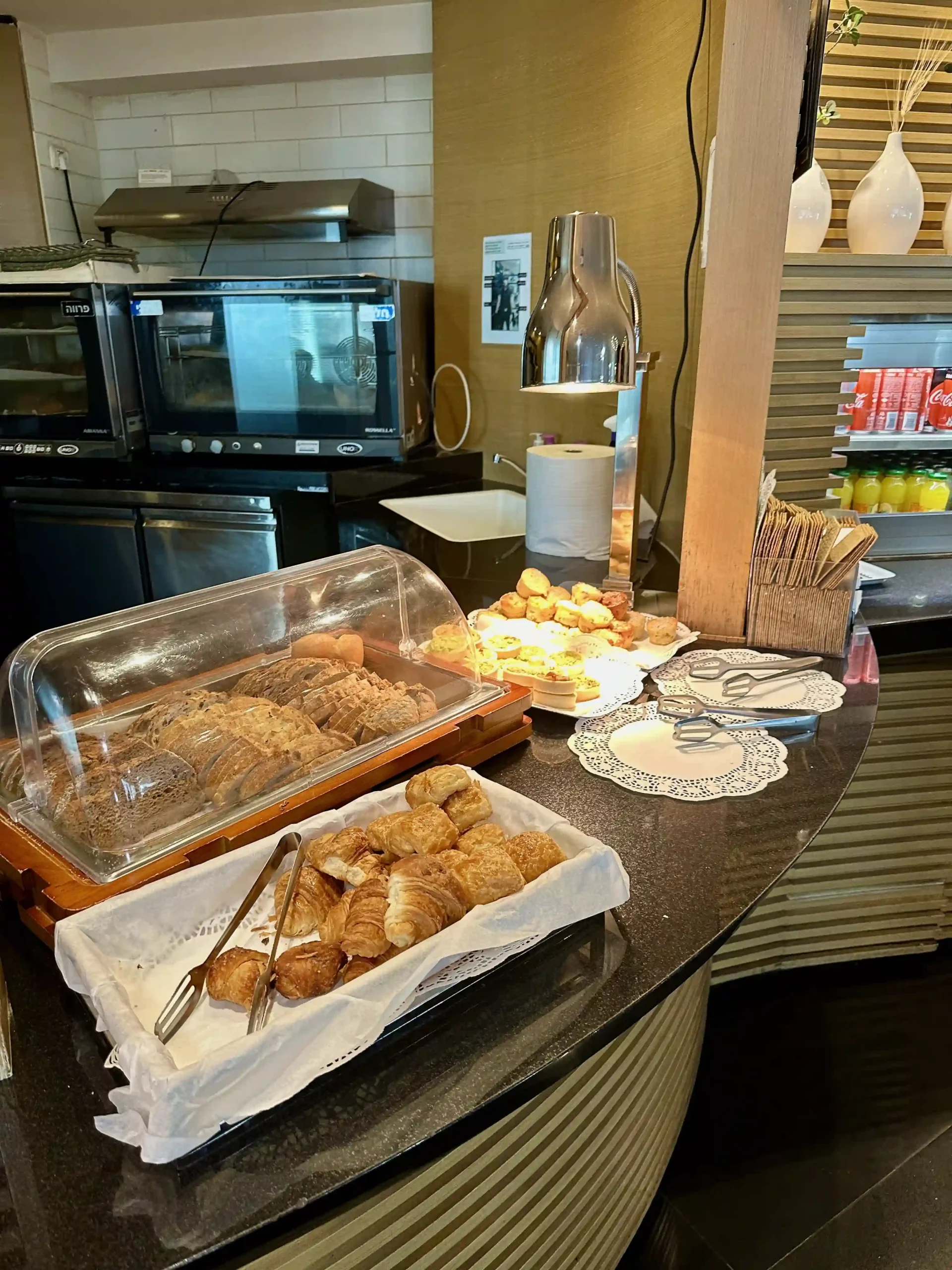 a counter with food on it