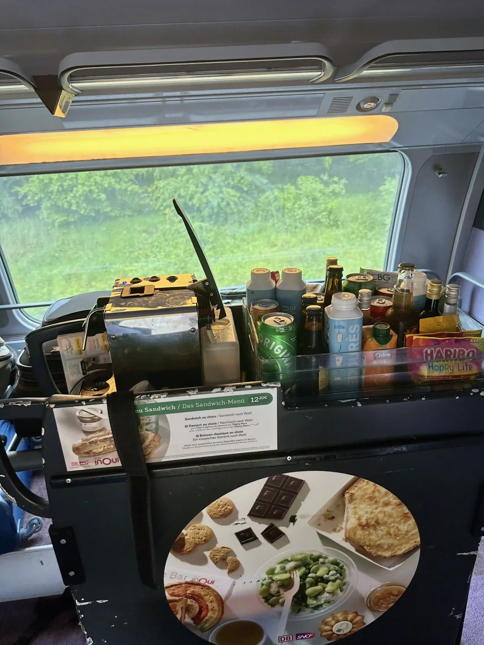 a food cart on a bus