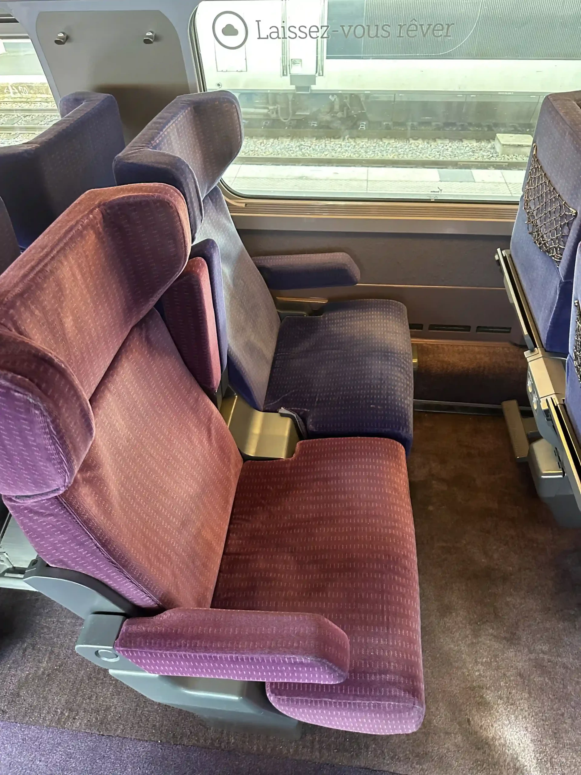 a seats in a train