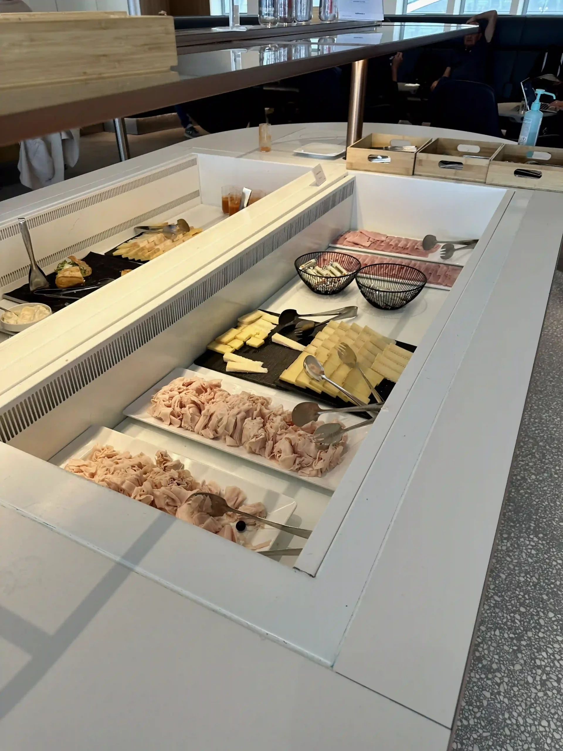 a counter with different types of food