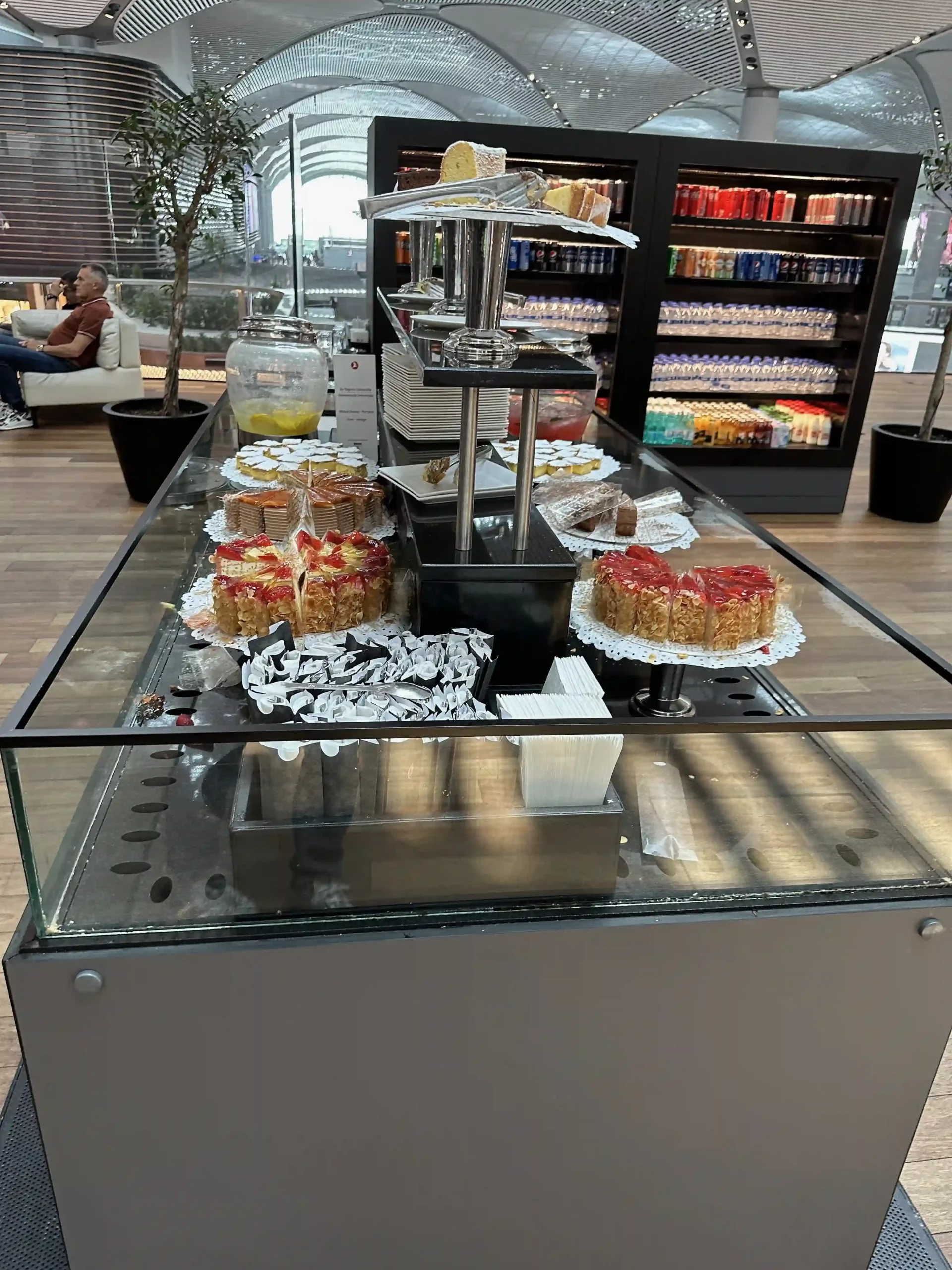 a display case with food on it