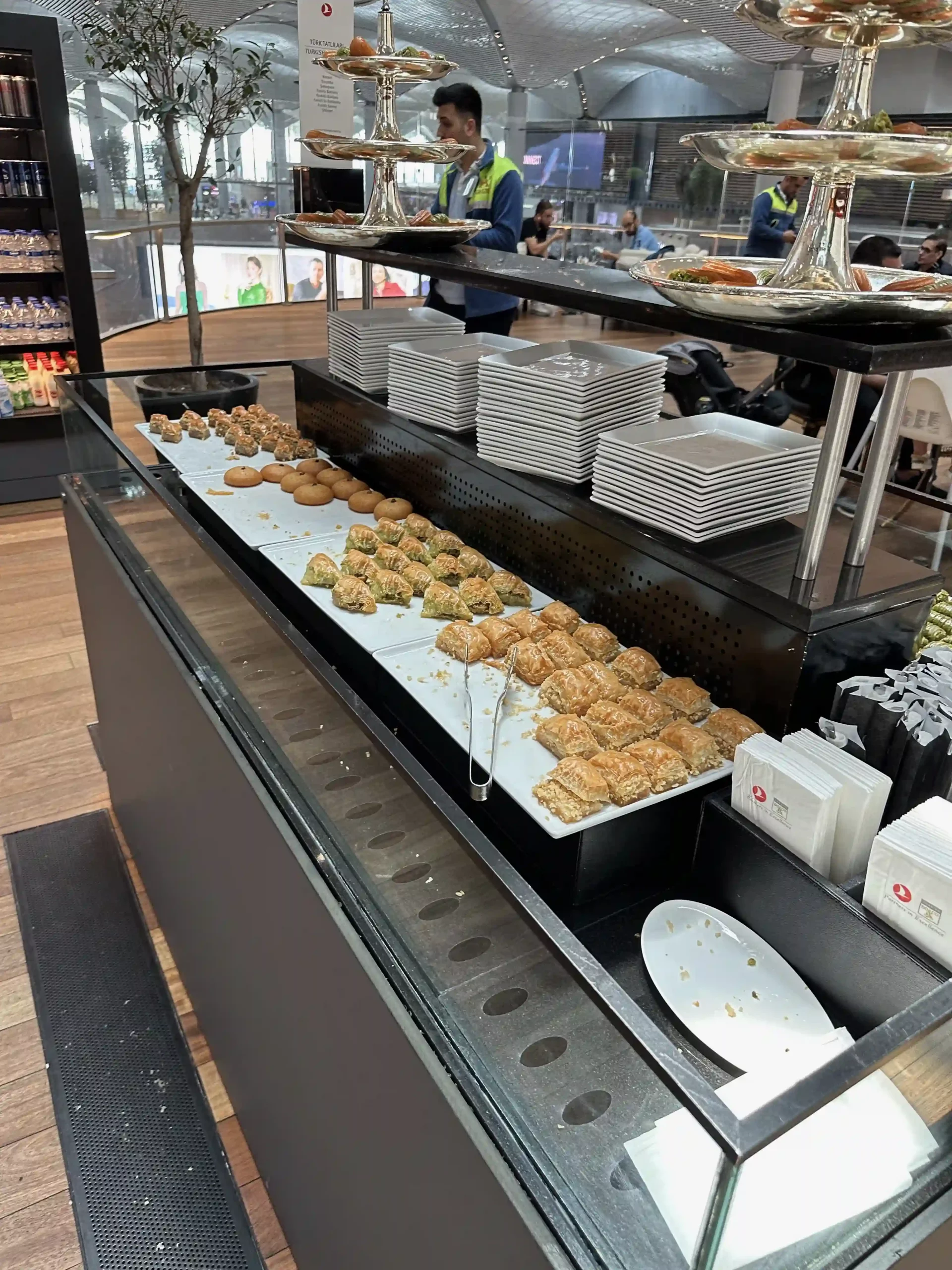 a counter with food on it