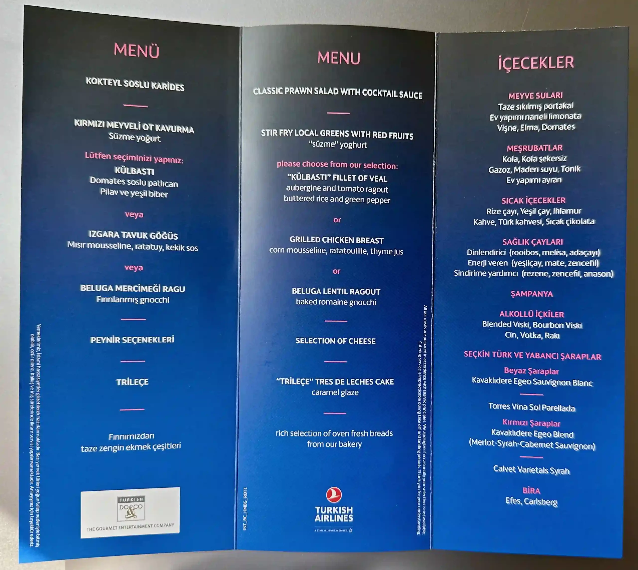 a menu of a restaurant