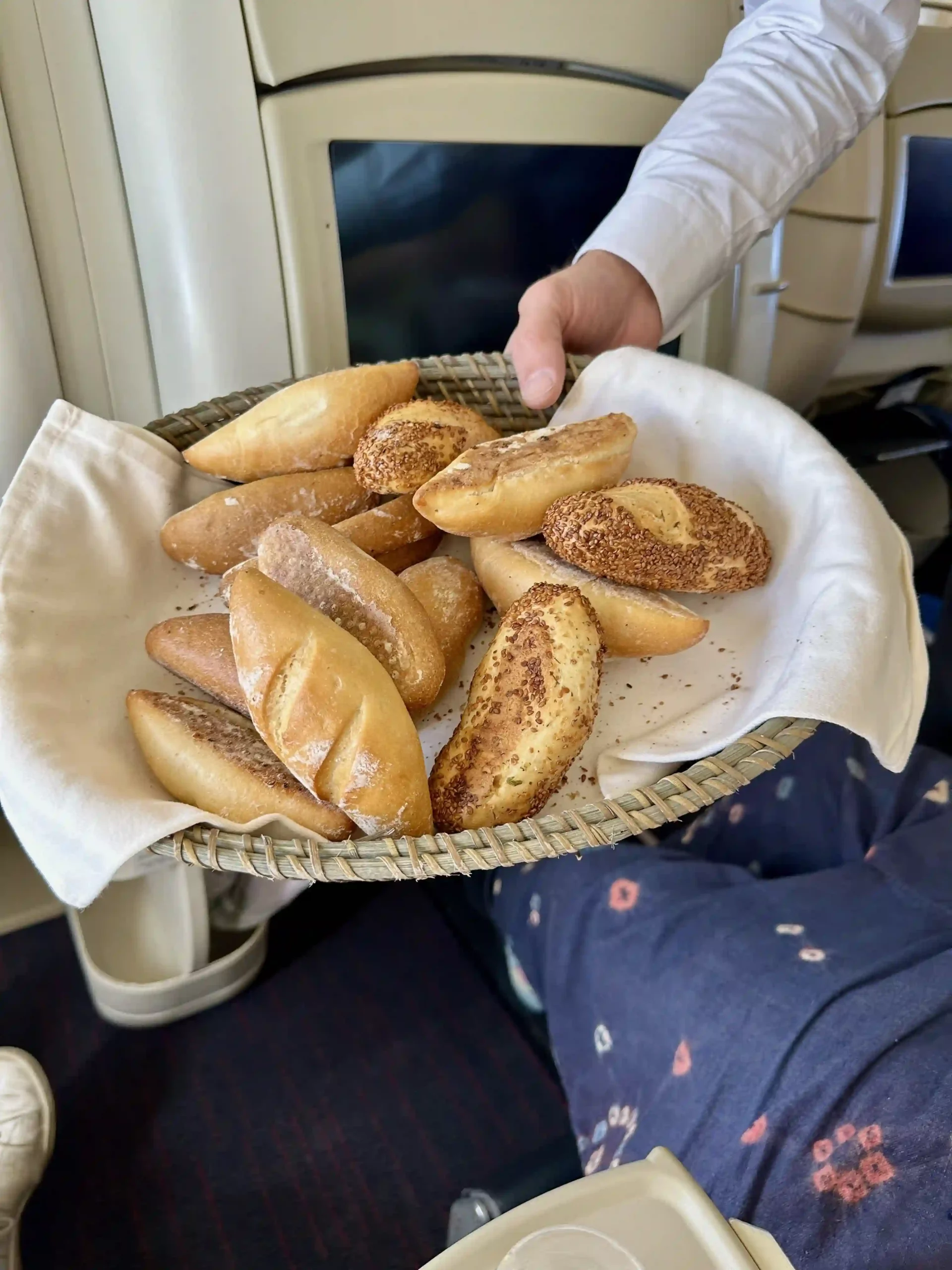 a basket of bread and rolls