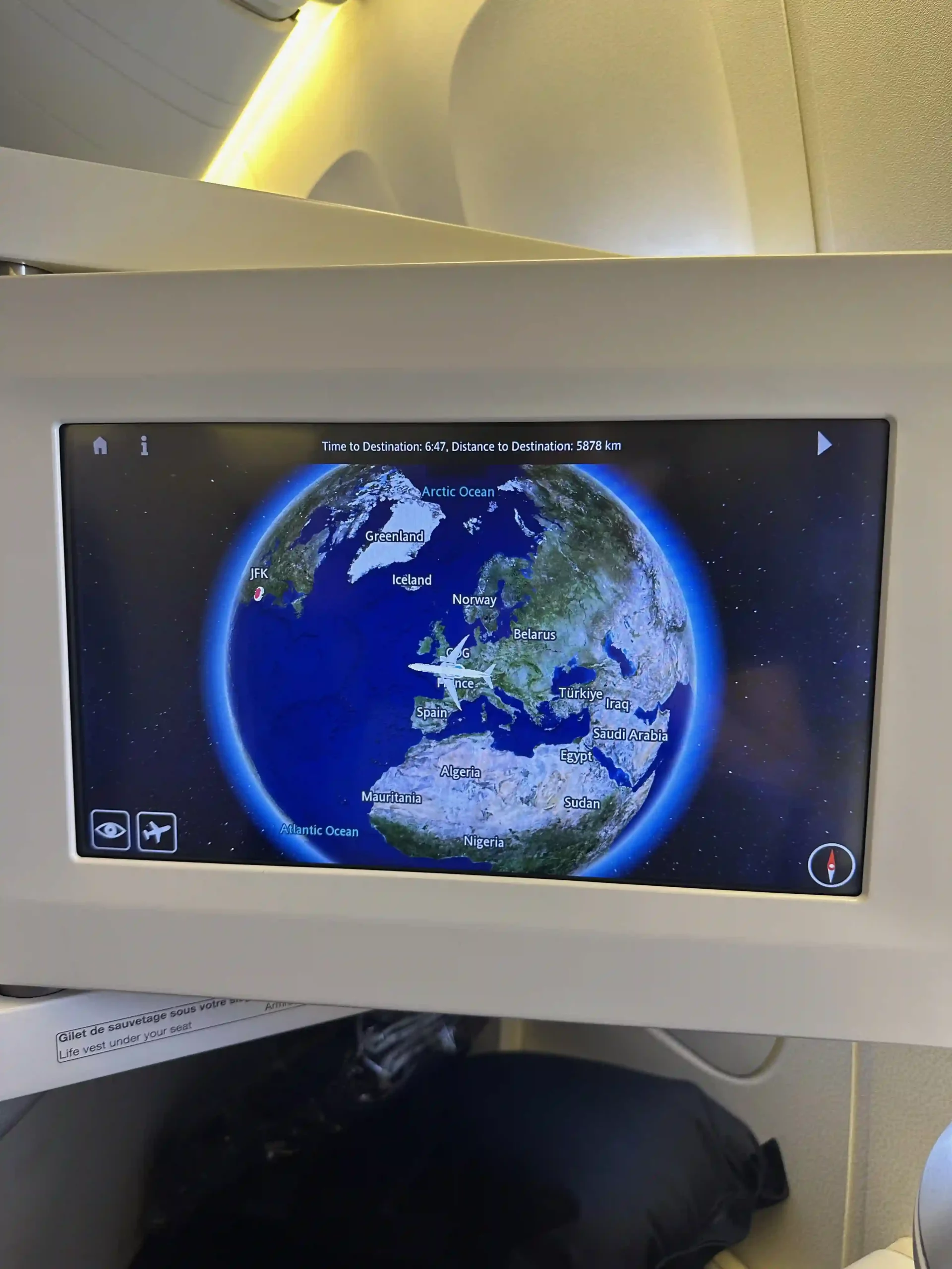 a screen with a picture of the earth
