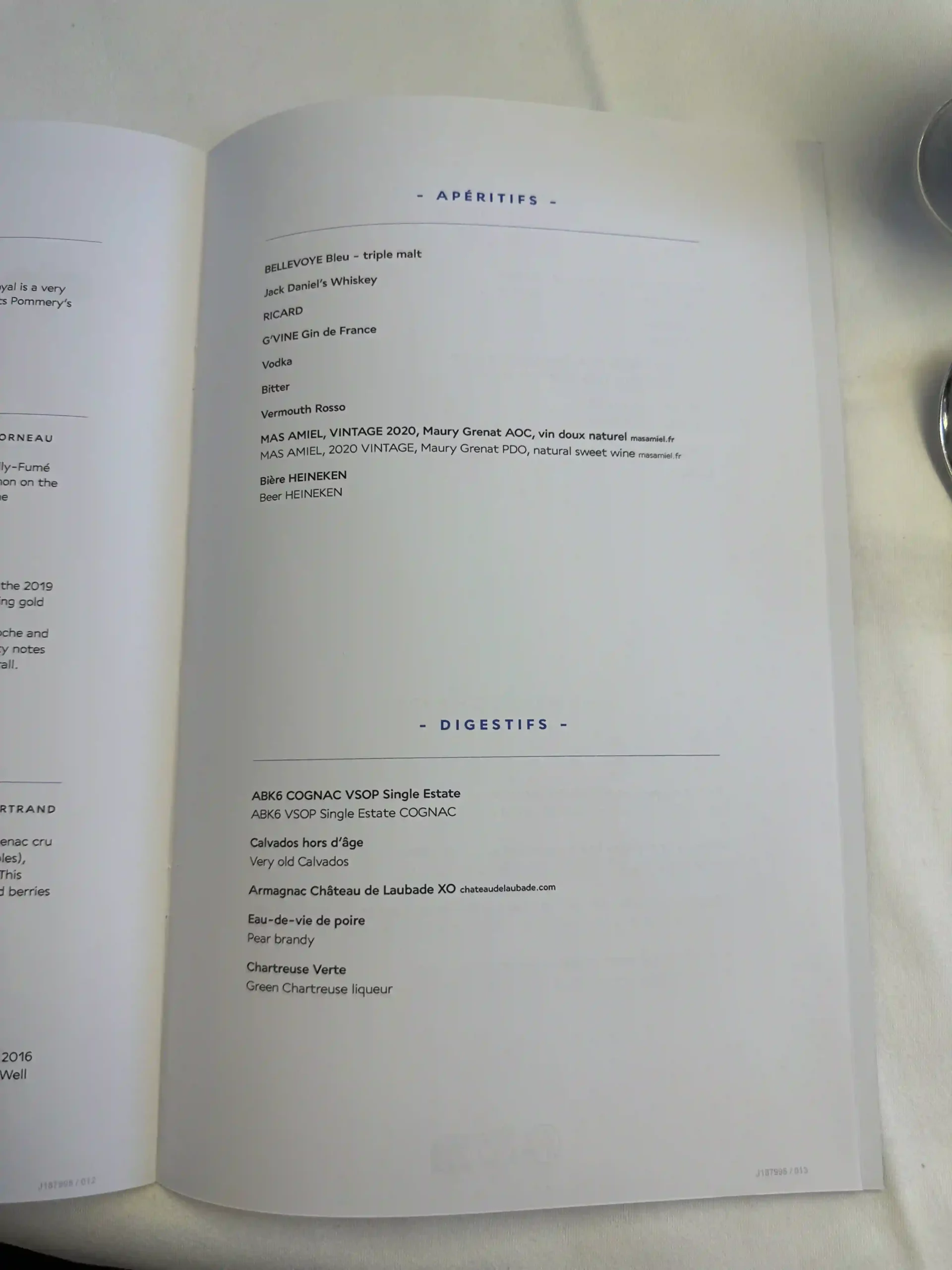 a menu open on a table