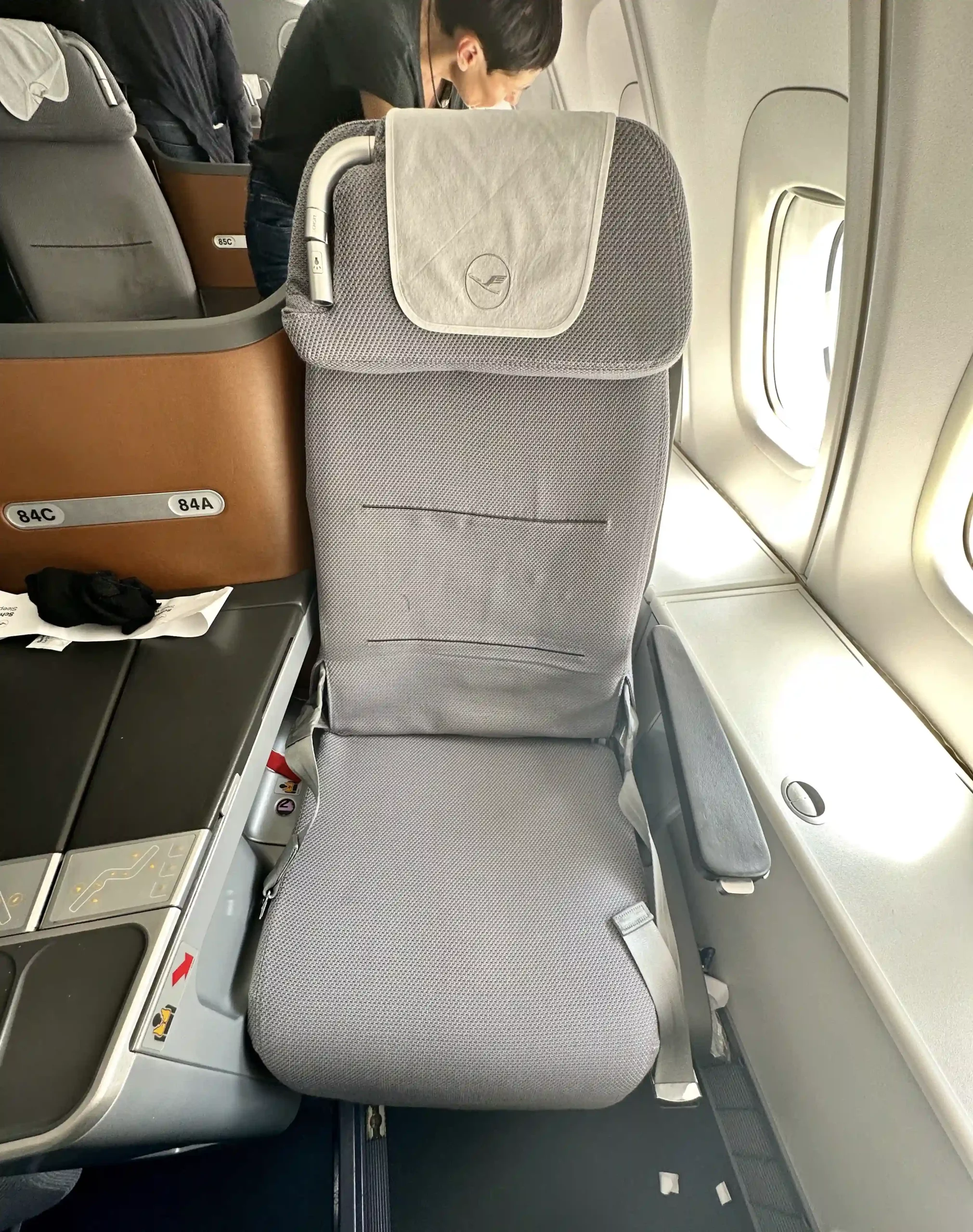 a seat in an airplane