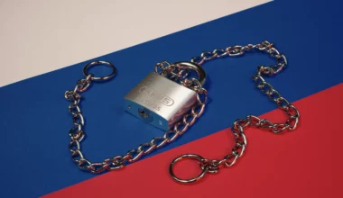 Russian flag with lock