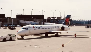 Delta plane on the tarmac