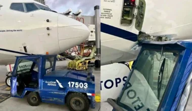 AA cart crashed into United 737