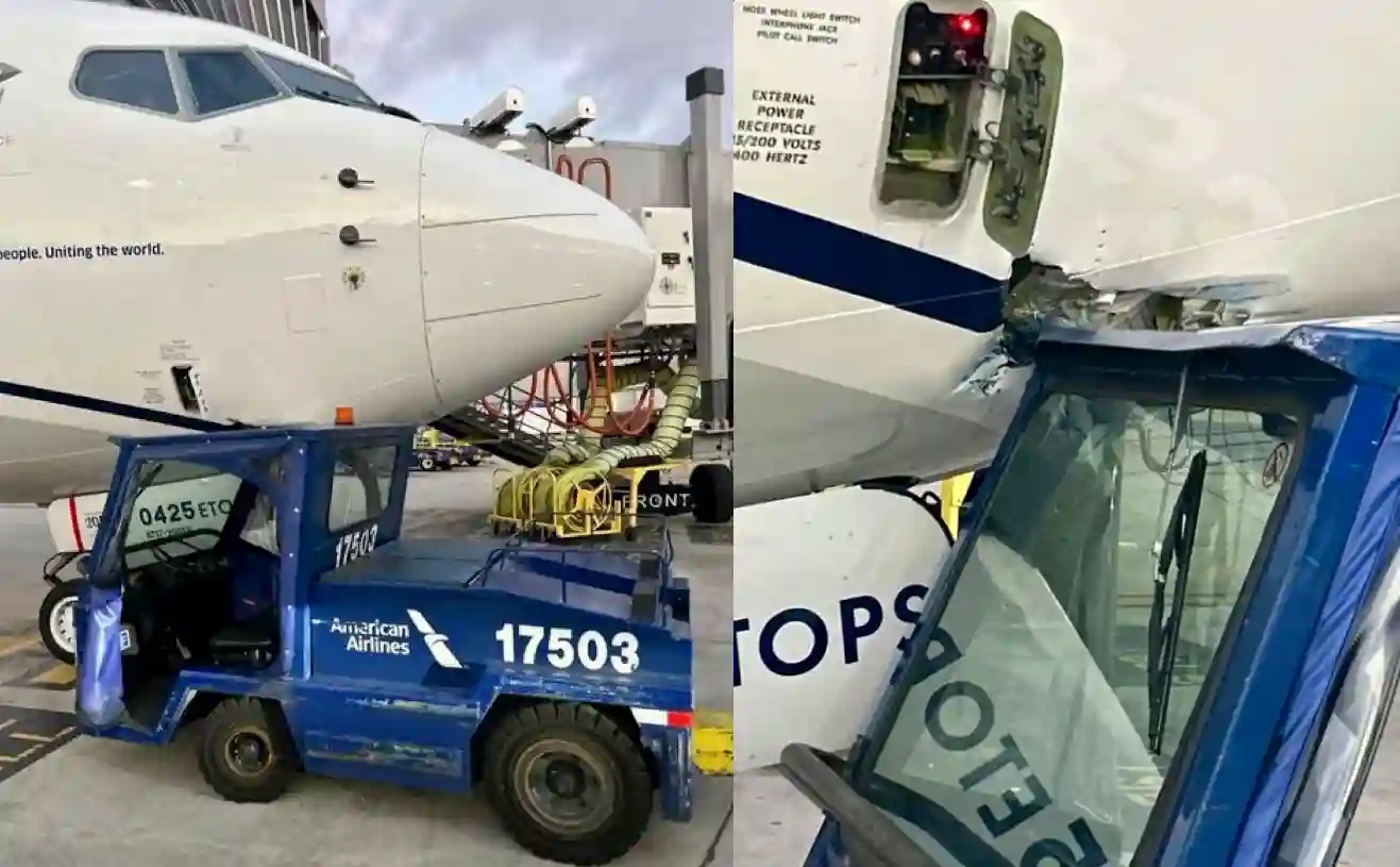 AA cart crashed into United 737