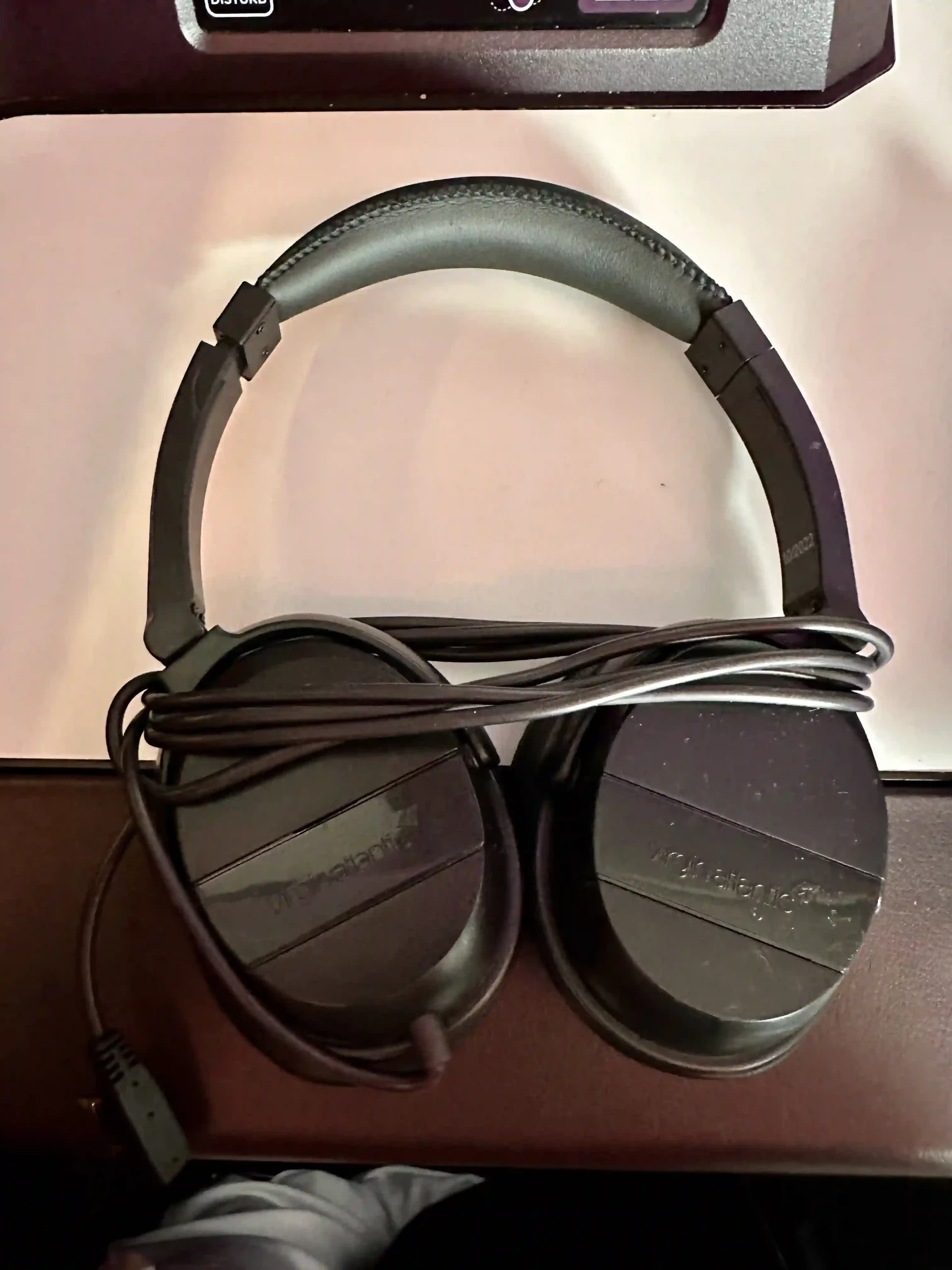 a pair of headphones with wires