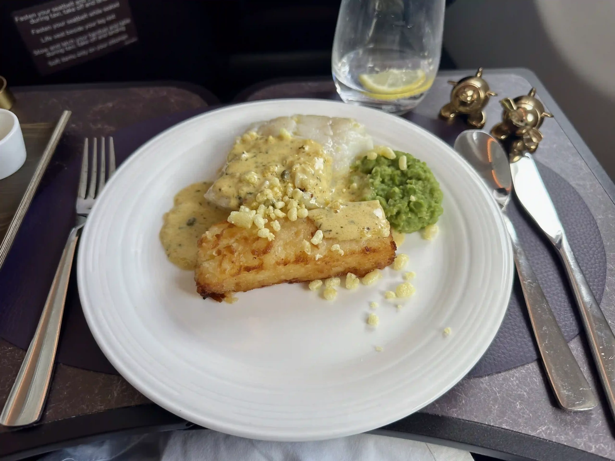 a plate of food on a tray