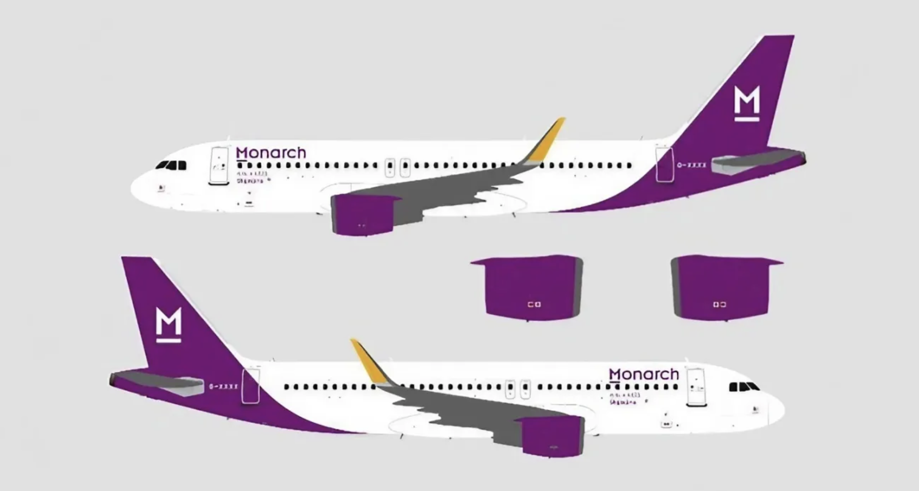 a white and purple airplane