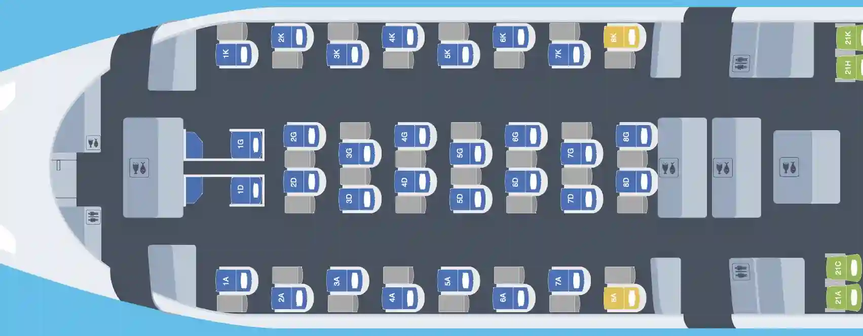 a map of a room with seats and tables