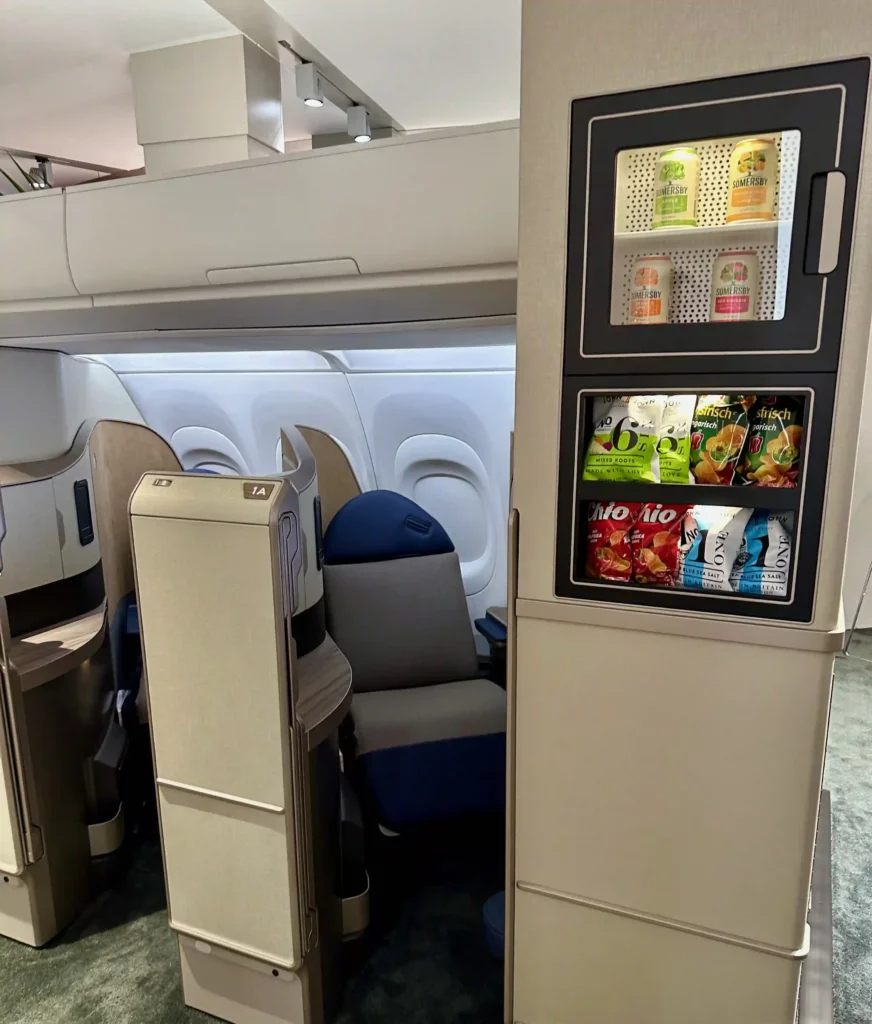 a vending machine in an airplane