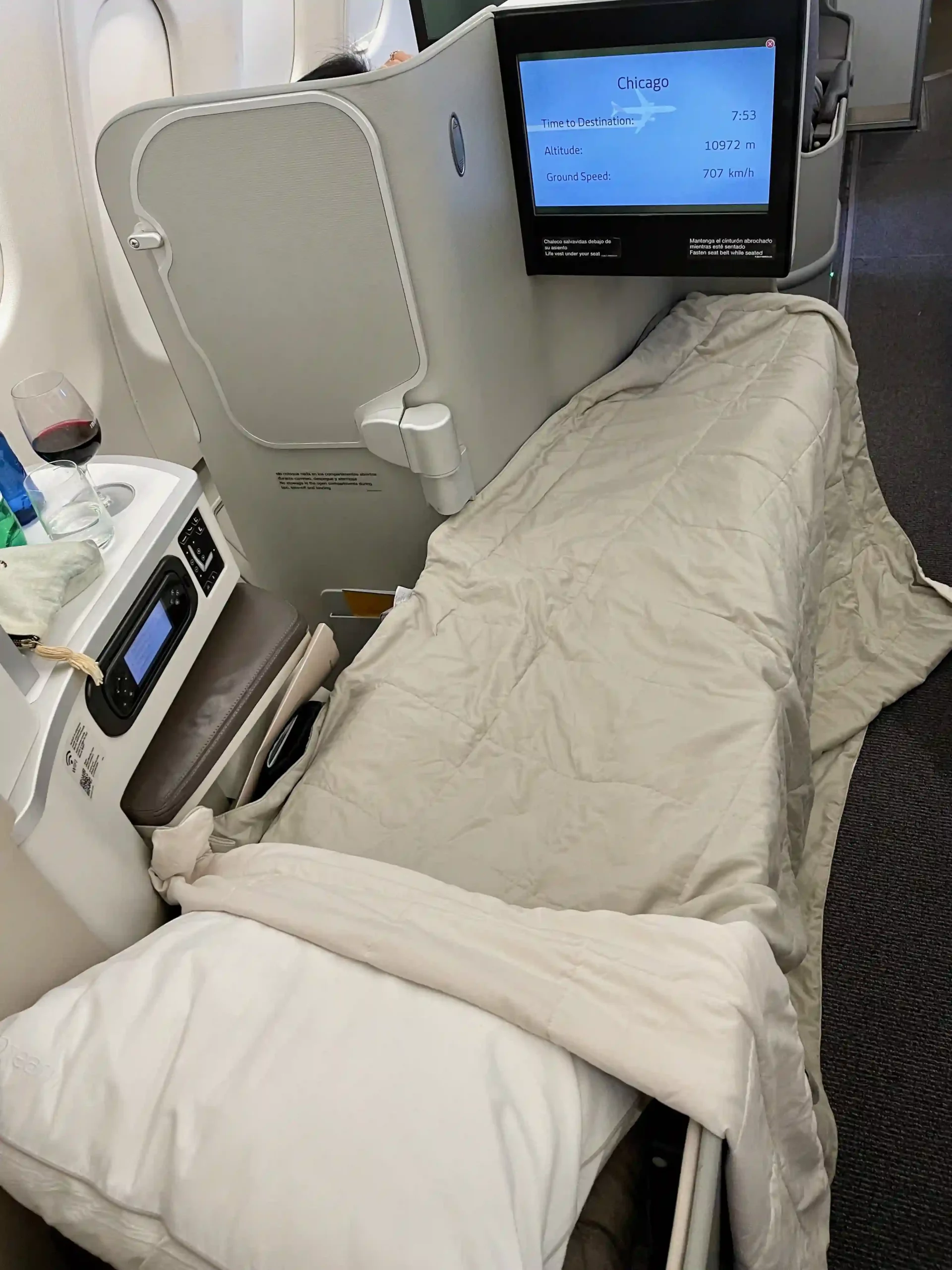 a bed in an airplane