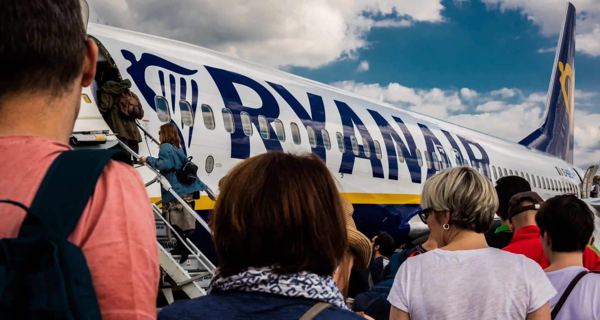 Passengers boarding a Ryanair flight in Portugal