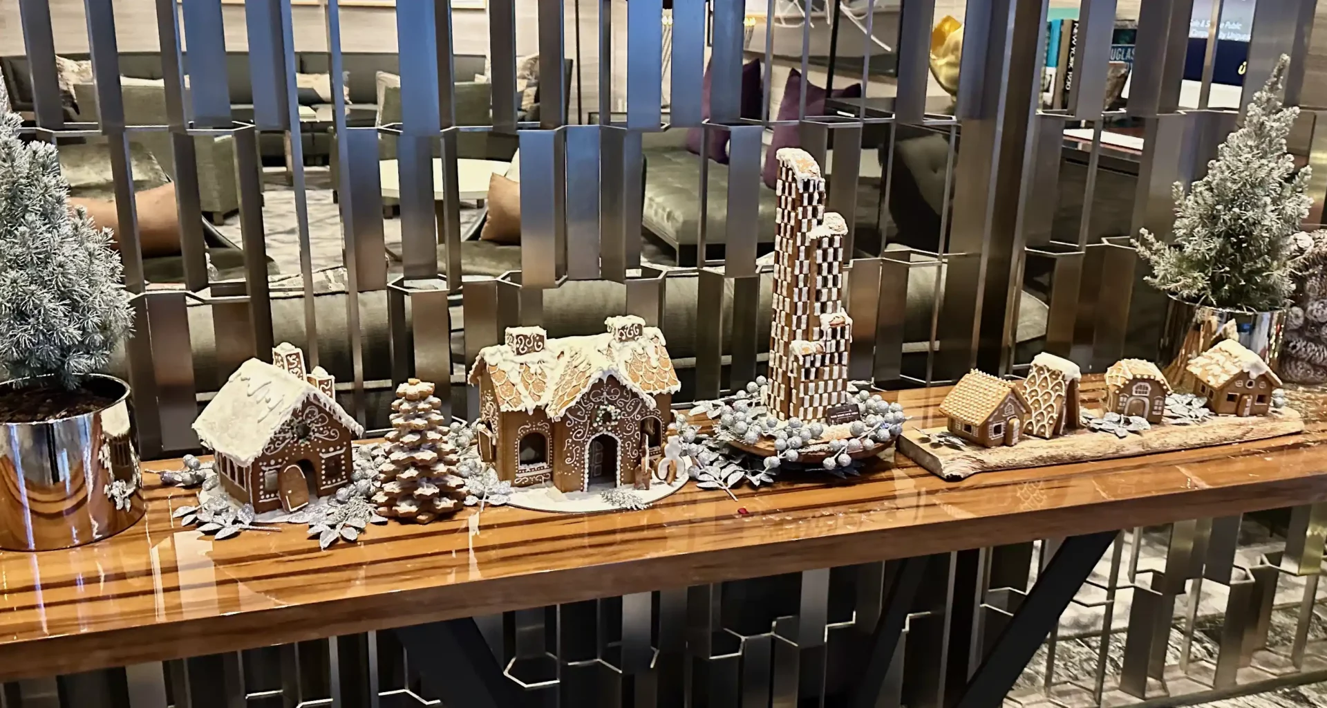 gingerbread houses on a table