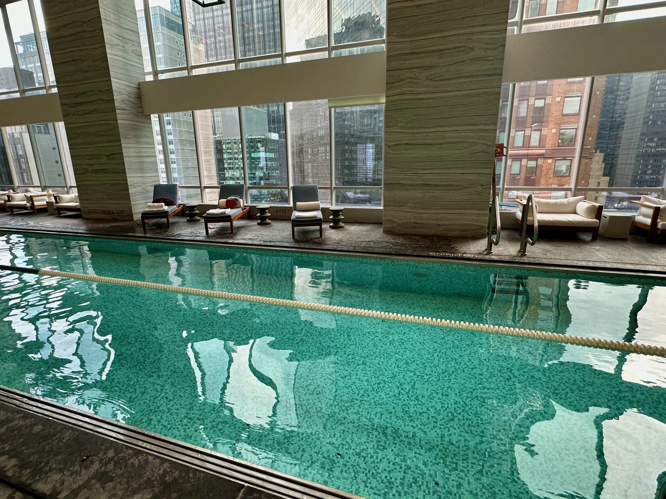 a swimming pool in a building