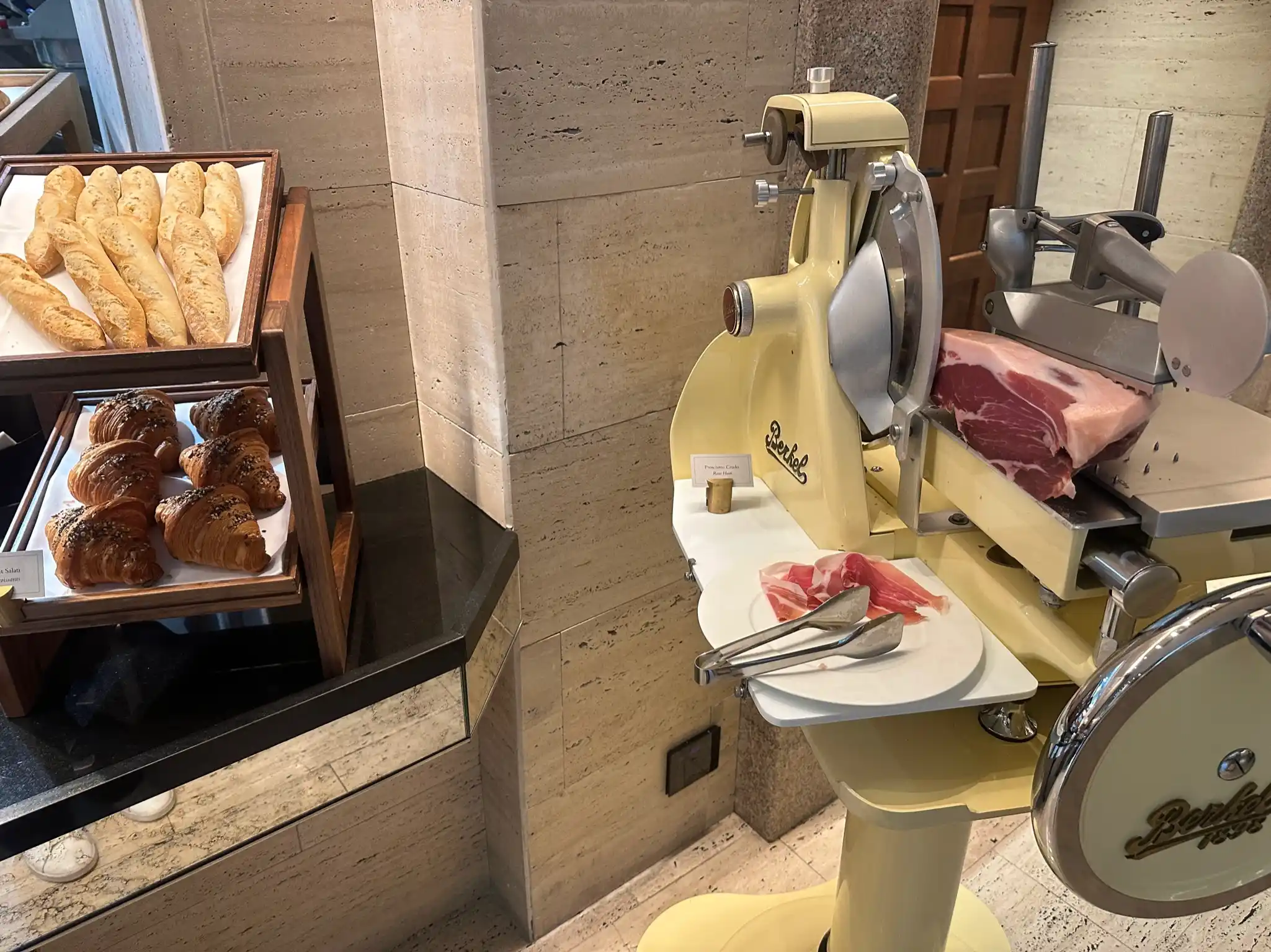 a meat slicer in a room