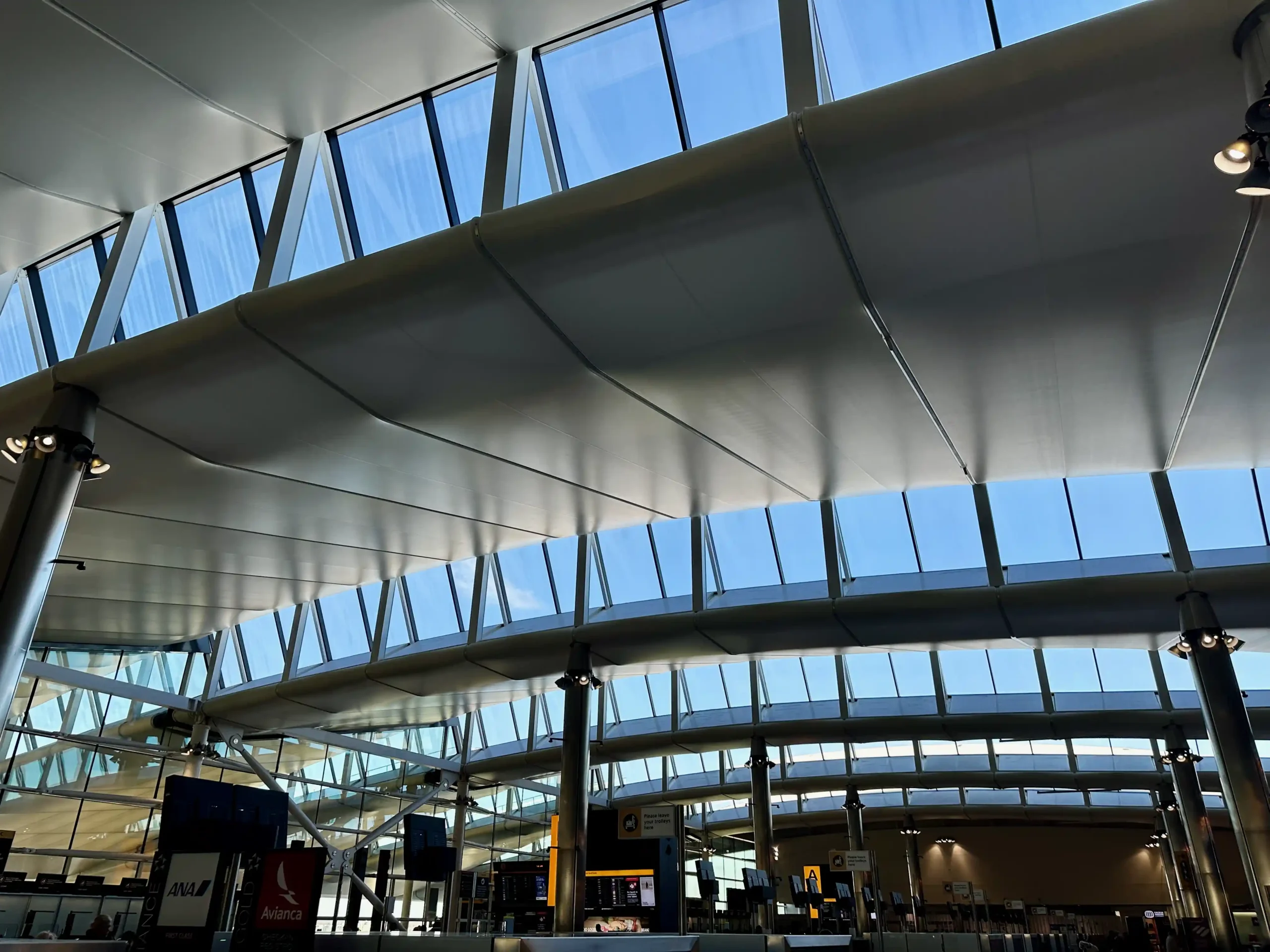 a large white ceiling with windows