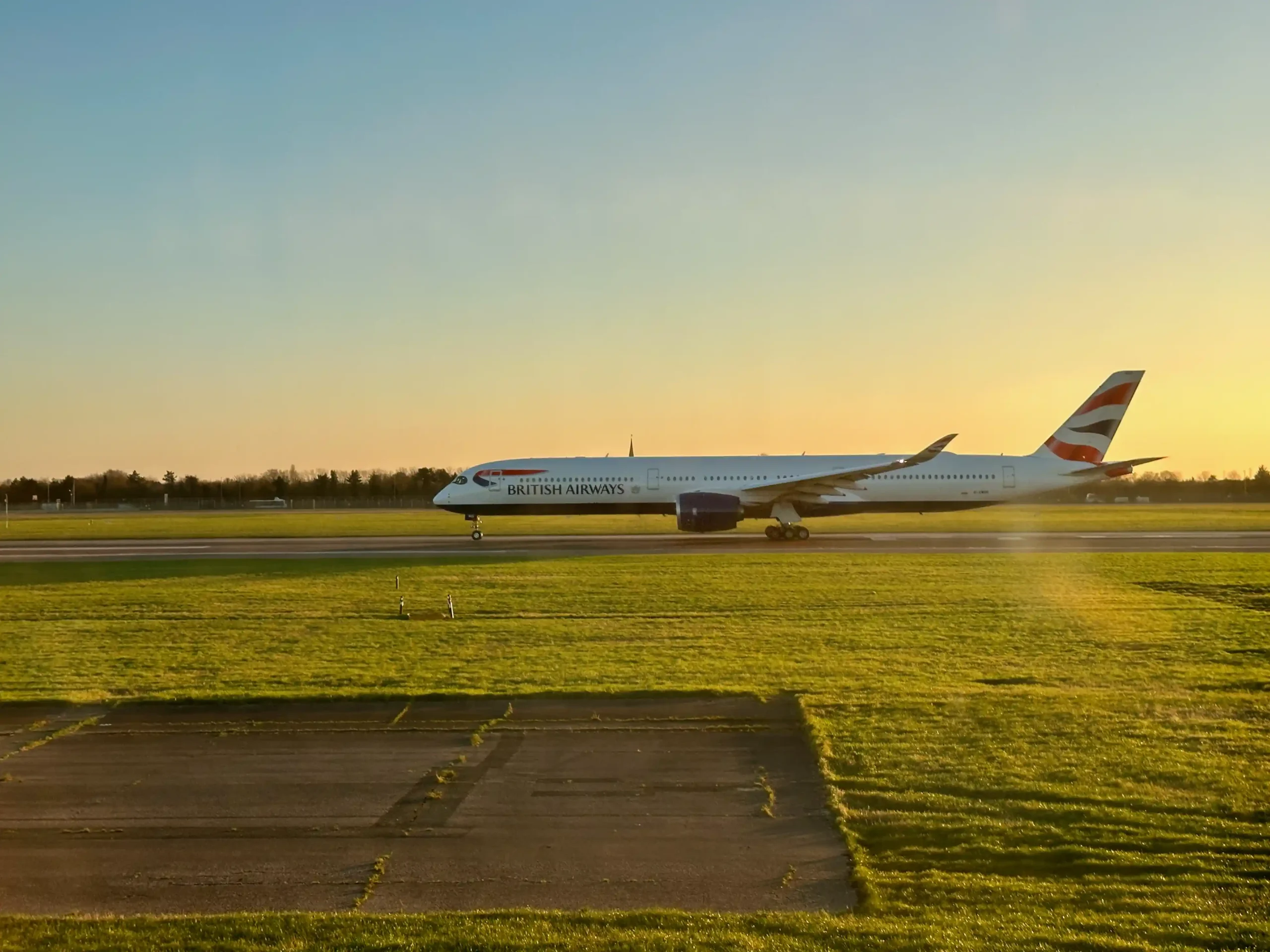 a plane on the runway