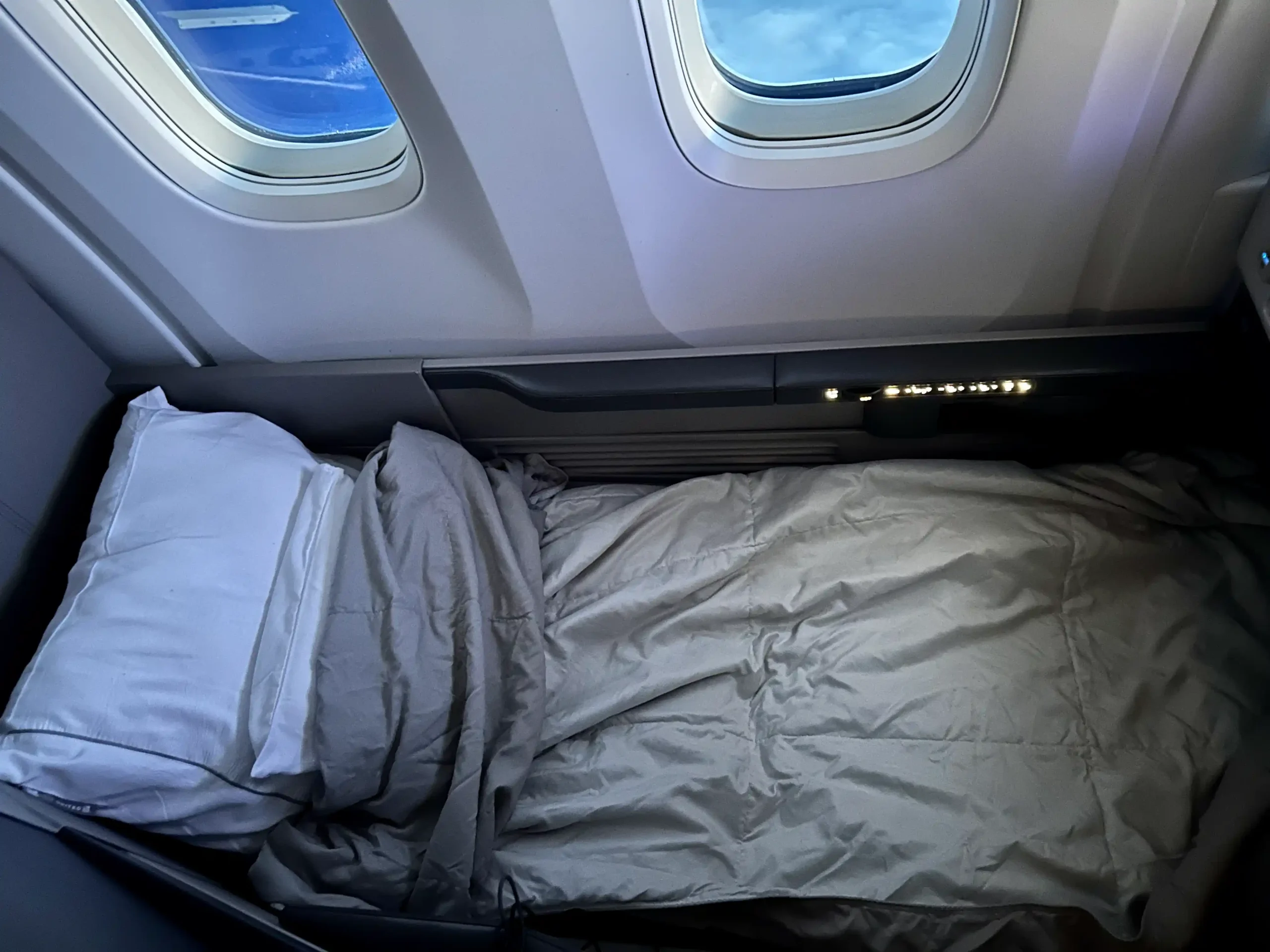 a bed in an airplane