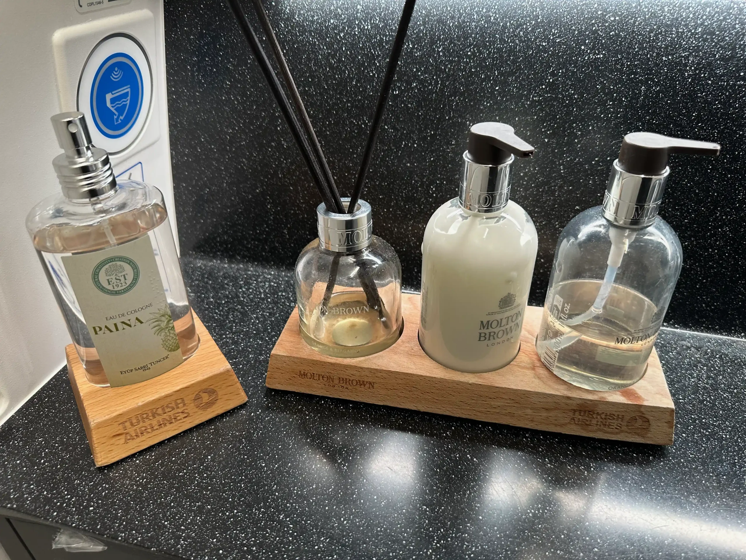 a group of bottles on a counter