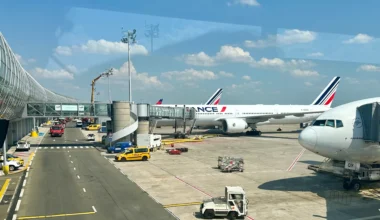 a plane parked at an airport